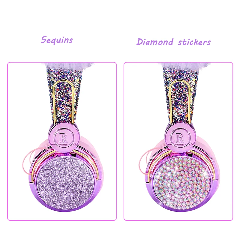 Luxury Diamond Cute Wireless Headphone With Mic Girl Kid Bluetooth 5.0 Earphone With Hairball Music Stereo Helmet For Child Gift 
Luxury Diamond Cute Wireless Headphone With Mic Girl Kid Bluetooth 5.0 Earphone With Hairball Music Stereo Helmet For Child Gift
