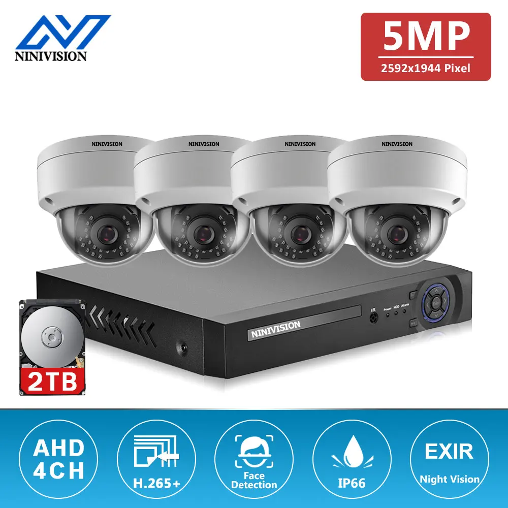 NINIVISION H.265 4CH DVR System 4PCS 5MP Outdoor Weatherproof Security Camera Home Dome CCTV Video Surveillance System Kits
NINIVISION H.265 4CH DVR System 4PCS 5MP Outdoor Weatherproof Security Camera Home Dome CCTV Video Surveillance System Kits