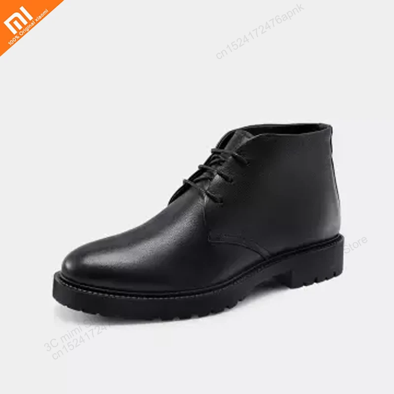 Xiaomi/мужские теплые кожаные ботинки с подкладкой из шерсти и бархата мужская