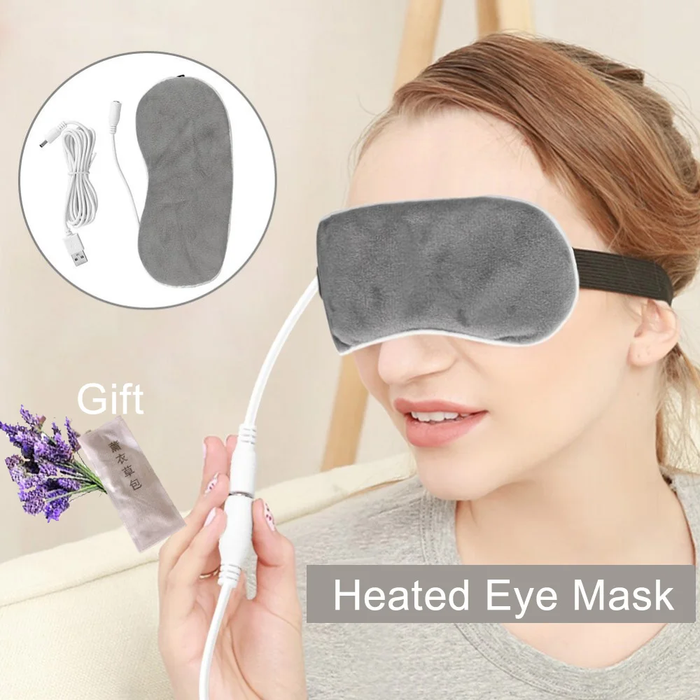 

USB Heating Steam Eyeshade Lavender Eye Mask Anti Dark Circle Eye Patch Eye Massager Fatigue Relief Sleep Eye Shade Mask Travel