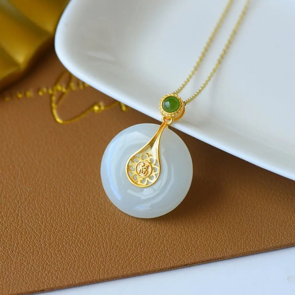 New silver inlaid natural Hetian white jade pulp Pendant Necklace Chinese style retro minority design charm women's jewelry
New silver inlaid natural Hetian white jade pulp Pendant Necklace Chinese style retro minority design charm women's jewelry