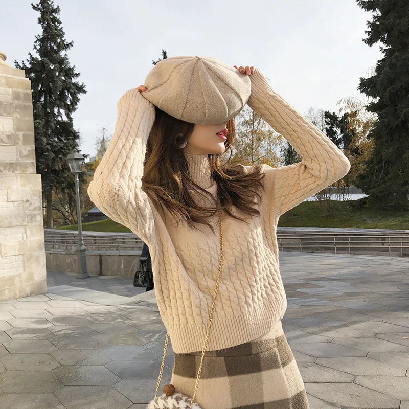 Net red sweater women's 2021 winter clothes new Korean high neck thickened lazy style foreign style bottomed Pullover Sweater
Net red sweater women's 2021 winter clothes new Korean high neck thickened lazy style foreign style bottomed Pullover Sweater