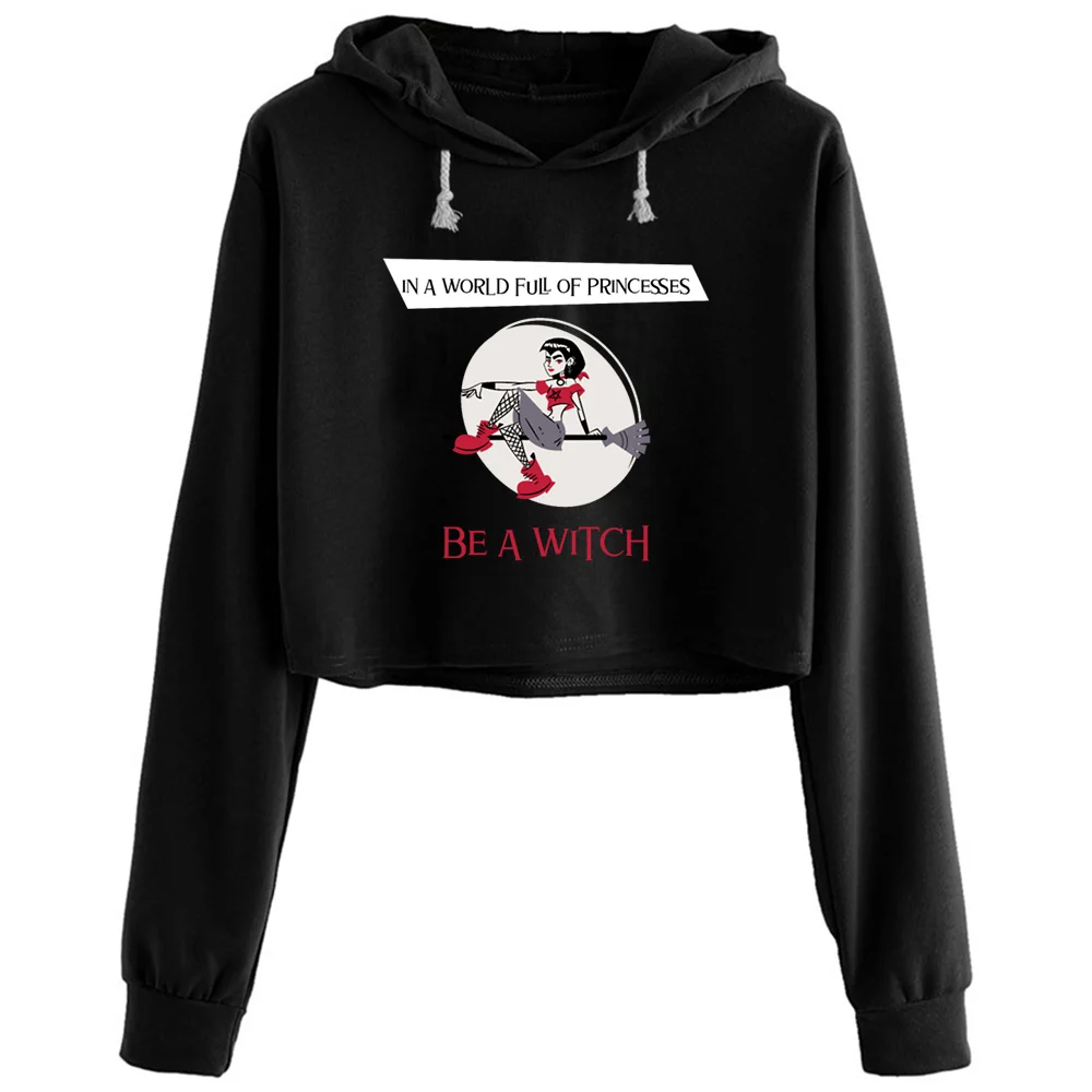 Женский короткий пуловер в стиле K-POP с принтом «ведьма» 
Женский короткий пуловер в стиле K-POP с принтом «ведьма»