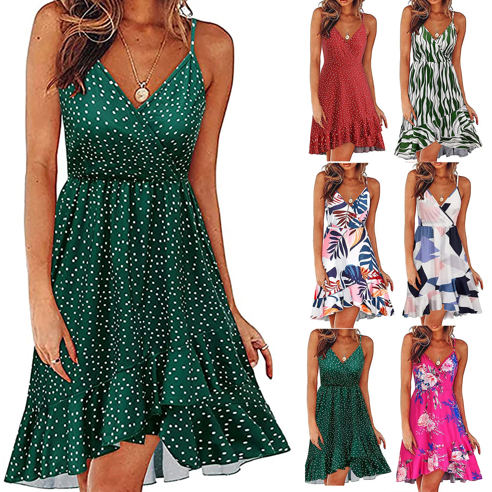 Summer dress 2021 Women's V-Neck Floral Print Strap Summer Casual Swing Dress With Ruffle Dress midi dress dresses сарафан
Summer dress 2021 Women's V-Neck Floral Print Strap Summer Casual Swing Dress With Ruffle Dress midi dress dresses сарафан