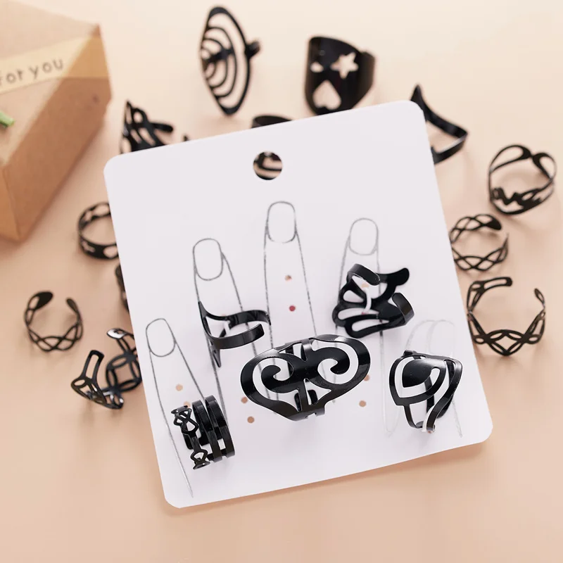 Men Punk Hollow Geometric Metal Open Ring Set For Women Finger Exaggeration Wide Black Silver Color Girl Boy Party Jewelry Gifts
Men Punk Hollow Geometric Metal Open Ring Set For Women Finger Exaggeration Wide Black Silver Color Girl Boy Party Jewelry Gifts