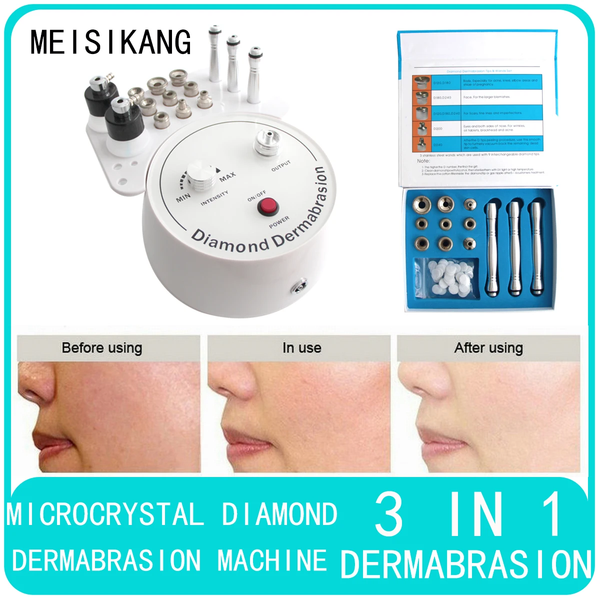 MEISIKANG 3 In 1 Diamond Microdermabrasion Dermabrasion Water Spray Exfoliation Beauty Machine Wrinkle Facial Peeling Device
MEISIKANG 3 In 1 Diamond Microdermabrasion Dermabrasion Water Spray Exfoliation Beauty Machine Wrinkle Facial Peeling Device