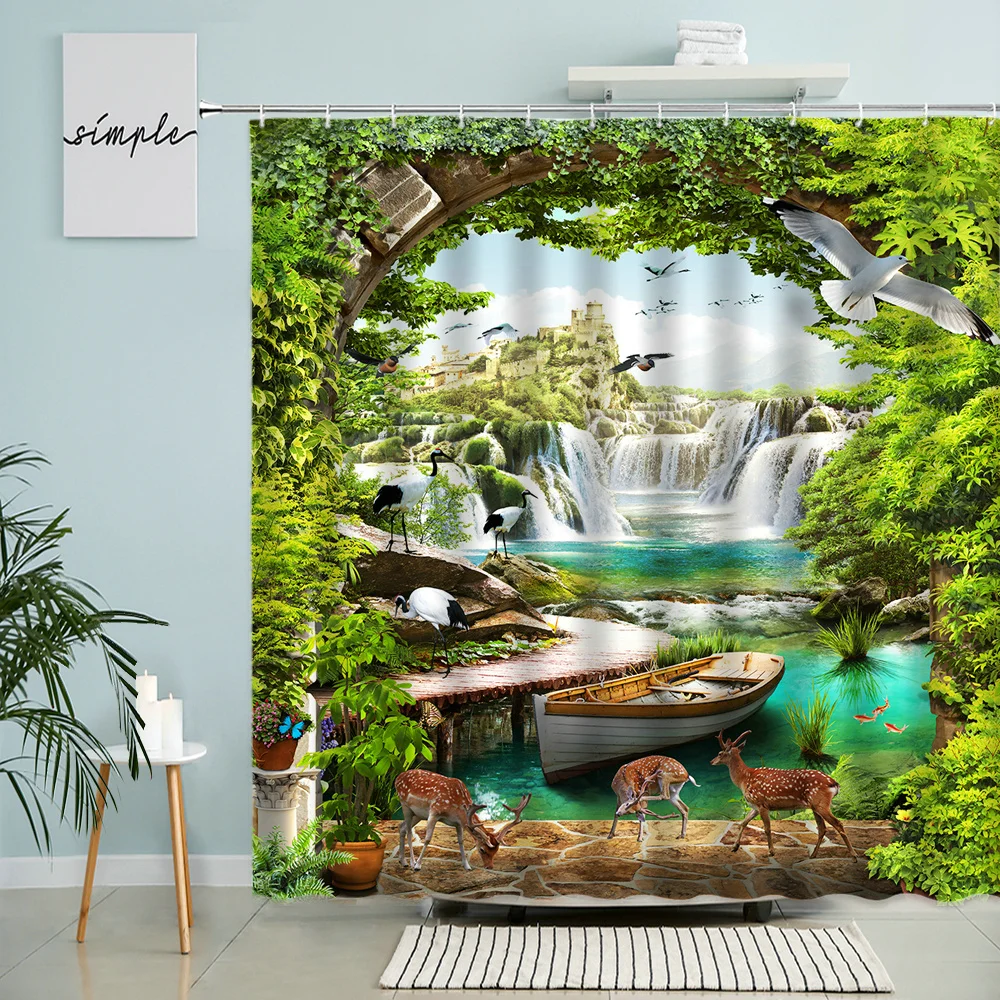 Landscape Scenery Shower Curtain Forest Waterfall Lake Green Plants Flower Natural Garden Bathroom Wall Decor With Hook Screen
Landscape Scenery Shower Curtain Forest Waterfall Lake Green Plants Flower Natural Garden Bathroom Wall Decor With Hook Screen