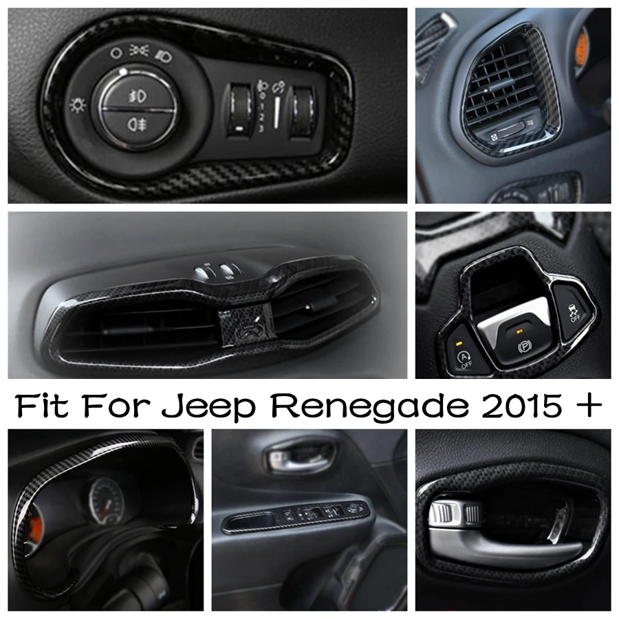 Carbon Fiber Accessories Head Lights / Window Lift Button / Electronic Handbrake Cover Trim ABS For Jeep Renegade 2015 - 2020
Carbon Fiber Accessories Head Lights / Window Lift Button / Electronic Handbrake Cover Trim ABS For Jeep Renegade 2015 - 2020