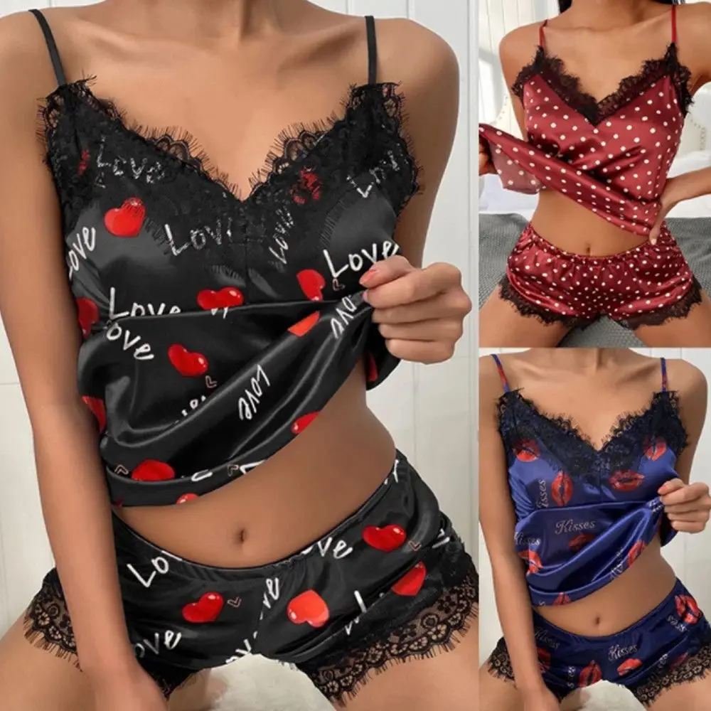 Women Sexy Pajamas Set Lace Spaghetti Strap Lingerie Sleepwear Suit Casual Nightwear Shorts Set S-XXXL
Women Sexy Pajamas Set Lace Spaghetti Strap Lingerie Sleepwear Suit Casual Nightwear Shorts Set S-XXXL