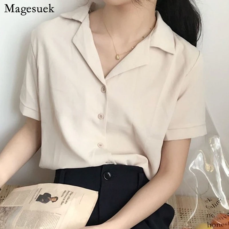 Korean Shirt for Women Solid Blouse Office Lady White Tops Fashion Short Sleeve Summer V Neck Woman Shirt Blusas Femininas 10166
Korean Shirt for Women Solid Blouse Office Lady White Tops Fashion Short Sleeve Summer V Neck Woman Shirt Blusas Femininas 10166