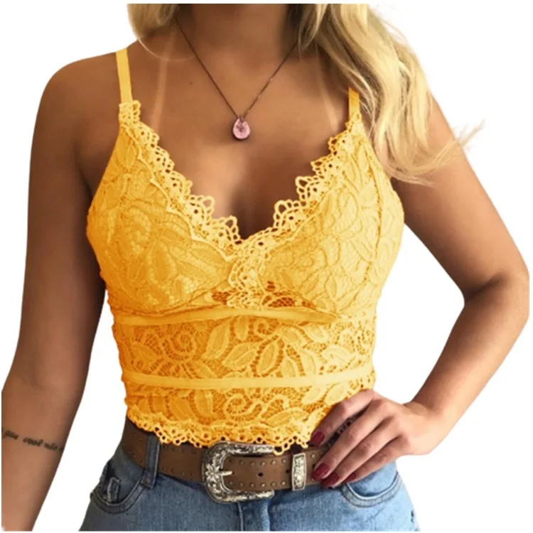 Mandylandy Women's V-neck Slim Fit T-shirt Summer Fashion See-through Hollow Out Spaghetti Strap Lace Solid Color T-shirt Vest
Mandylandy Women's V-neck Slim Fit T-shirt Summer Fashion See-through Hollow Out Spaghetti Strap Lace Solid Color T-shirt Vest