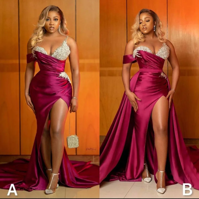 Purple Aso Ebi Prom Dresses Detachable Train Side Split Mermaid Evening Dress Lace Appliques Beads Sequins Women Party Vestidos
Purple Aso Ebi Prom Dresses Detachable Train Side Split Mermaid Evening Dress Lace Appliques Beads Sequins Women Party Vestidos