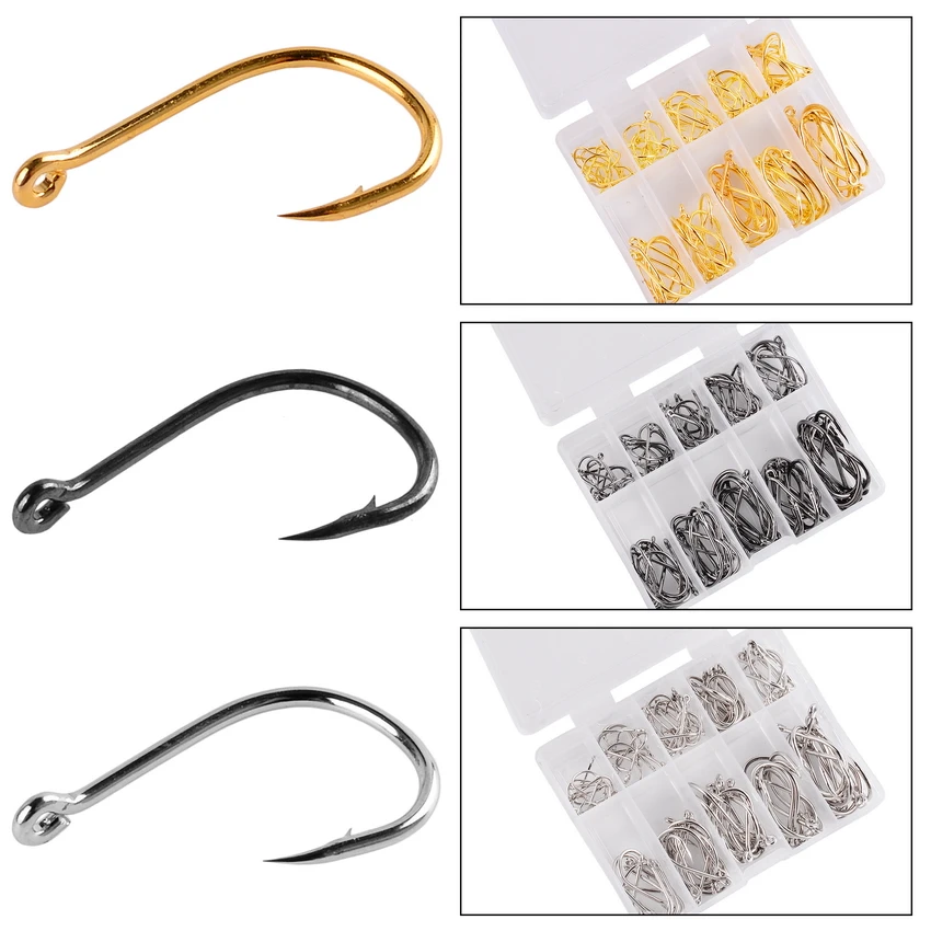 100pcs Fishing Hook Set Size 3-12 Carbon Steel Fishhook Fly Fishing Barbed Carp Hooks Sea Fish Tackle Box Accessories
100pcs Fishing Hook Set Size 3-12 Carbon Steel Fishhook Fly Fishing Barbed Carp Hooks Sea Fish Tackle Box Accessories