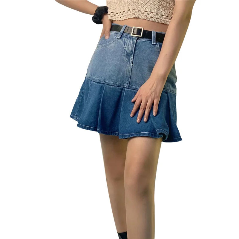 Women's Pleated Denim Skirt, Elegant High Waist Color Block Heart Patchwork Mini A-Line Skirt, S/ M/ L/XL
Women's Pleated Denim Skirt, Elegant High Waist Color Block Heart Patchwork Mini A-Line Skirt, S/ M/ L/XL