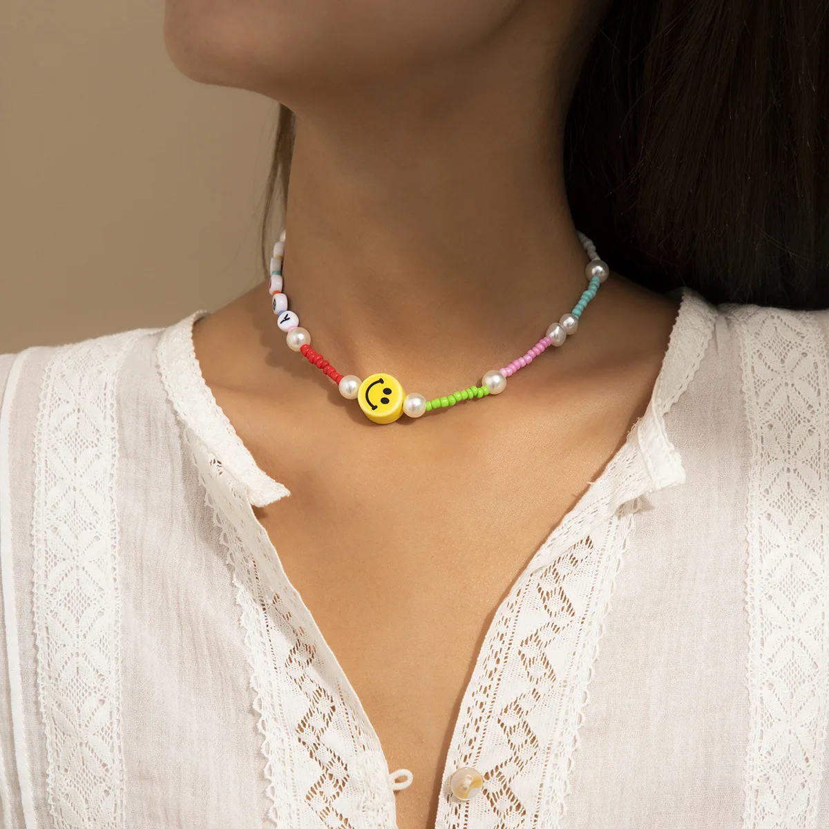 Bohemia Small Rainbow Beads Choker Necklace for Women Fashion Colorful Letter Flower Necklaces on Neck 2021 Girls Jewelry Collar
Bohemia Small Rainbow Beads Choker Necklace for Women Fashion Colorful Letter Flower Necklaces on Neck 2021 Girls Jewelry Collar