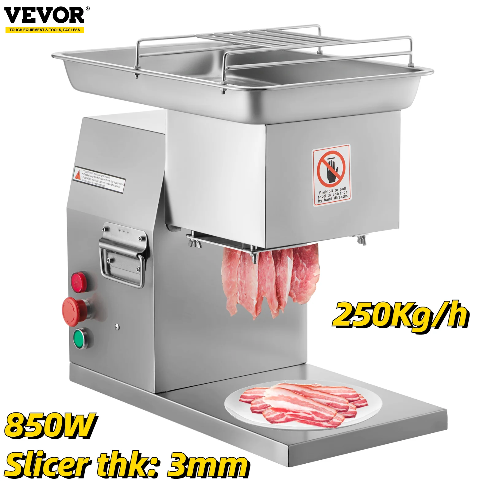 

VEVOR Коммерческая электрическая мясорубка 250 кг/ч 850 Вт нержавеющая сталь 3 мм лезвия резак для мяса нарезка Авто Бытовая кухонная техника