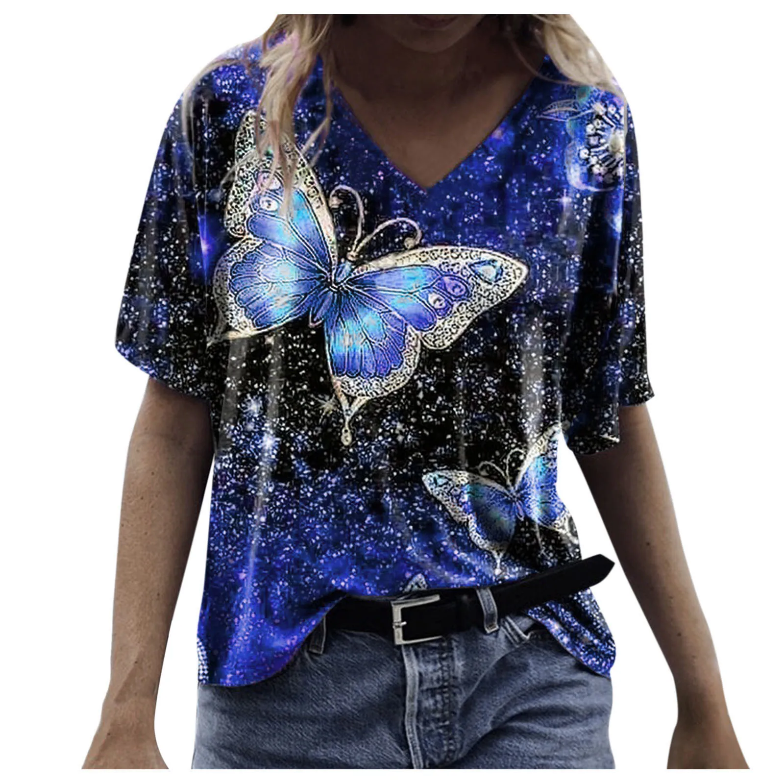 Printed Butterfly Gradient Womens Blouses Loose Summer Short Sleeve Girl Top V Neck Vintage Fashion Printed Female Blouse Tops
Printed Butterfly Gradient Womens Blouses Loose Summer Short Sleeve Girl Top V Neck Vintage Fashion Printed Female Blouse Tops