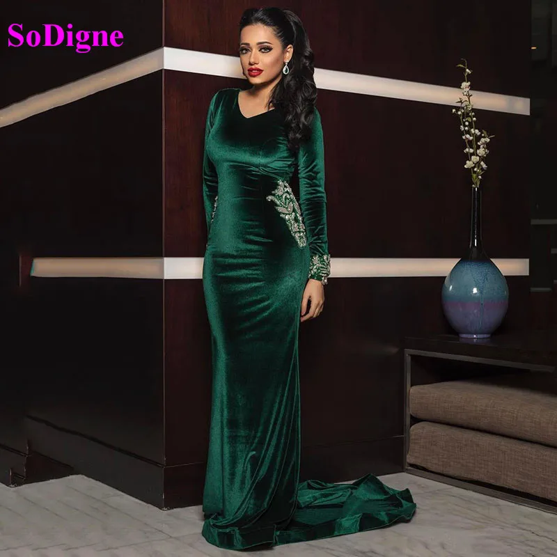 SoDigne Arabic Mermaid Evening Dresses Sexy Green Lace Long Sleeves Prom Dresses Velvet Formal Party Gowns robes de soiree
SoDigne Arabic Mermaid Evening Dresses Sexy Green Lace Long Sleeves Prom Dresses Velvet Formal Party Gowns robes de soiree