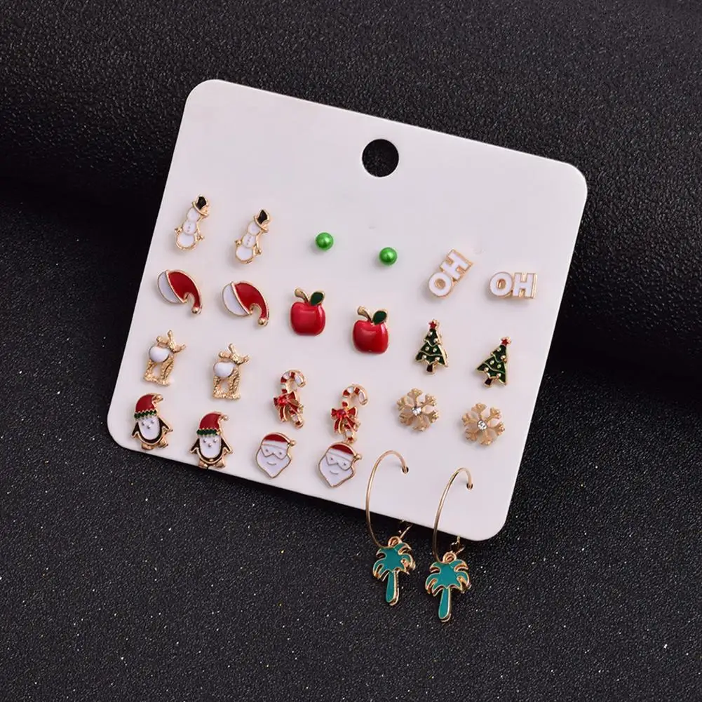 12 Pairs Stud Earrings Christmas Hat Santa Claus Women Snowflake Tree Snowman Ear Studs for Festival
12 Pairs Stud Earrings Christmas Hat Santa Claus Women Snowflake Tree Snowman Ear Studs for Festival