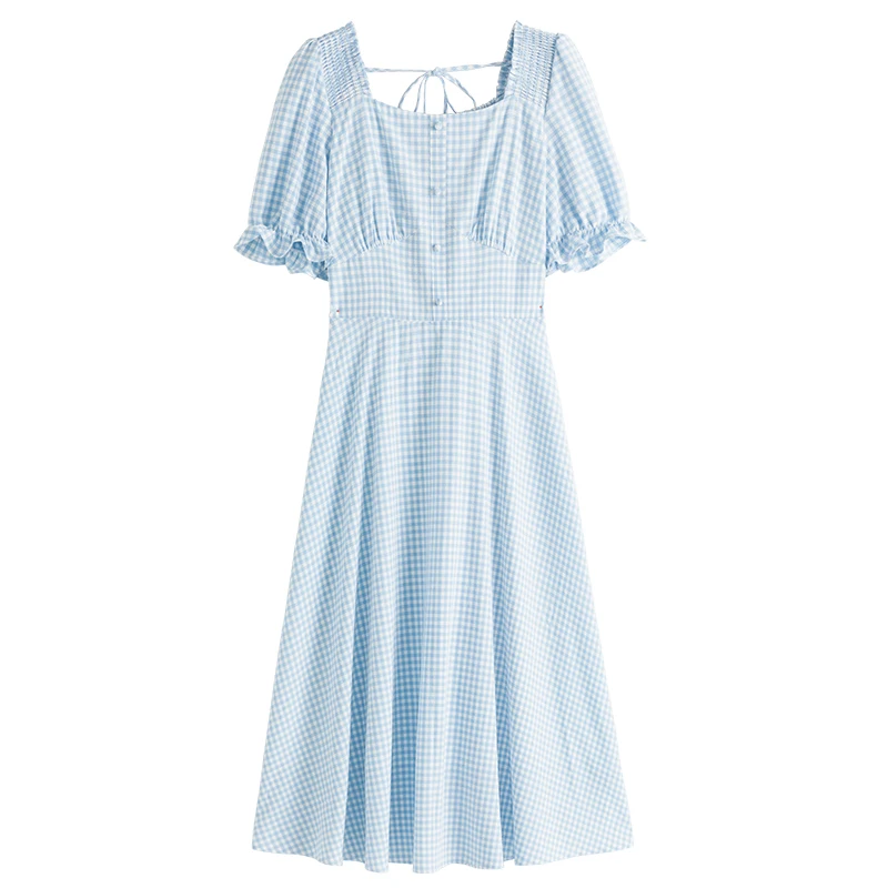 DUSHU Plus Size Blue Plaid French Square Neck Dress Women's Summer 2021 New Sweet Style Zipper Mid-waist Dress For Clothes
DUSHU Plus Size Blue Plaid French Square Neck Dress Women's Summer 2021 New Sweet Style Zipper Mid-waist Dress For Clothes
