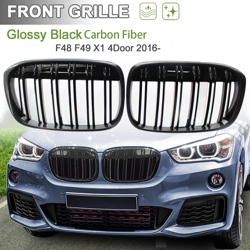 AU04 -Front Kidney Grille Gloss Black Carbon Fiber Double Line Grill For-BMW X1 Series F48 F49 2016-2019
AU04 -Front Kidney Grille Gloss Black Carbon Fiber Double Line Grill For-BMW X1 Series F48 F49 2016-2019