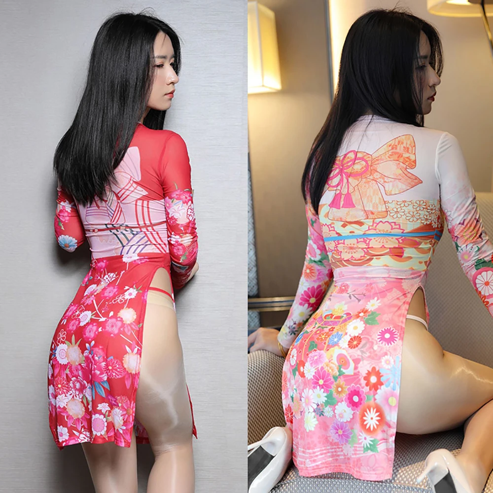 Women Sexy High Side Split Lingerie Dress+Panties T-back Japanese-style Print Women Breathable Underwear Top Black Corset Dress
Women Sexy High Side Split Lingerie Dress+Panties T-back Japanese-style Print Women Breathable Underwear Top Black Corset Dress