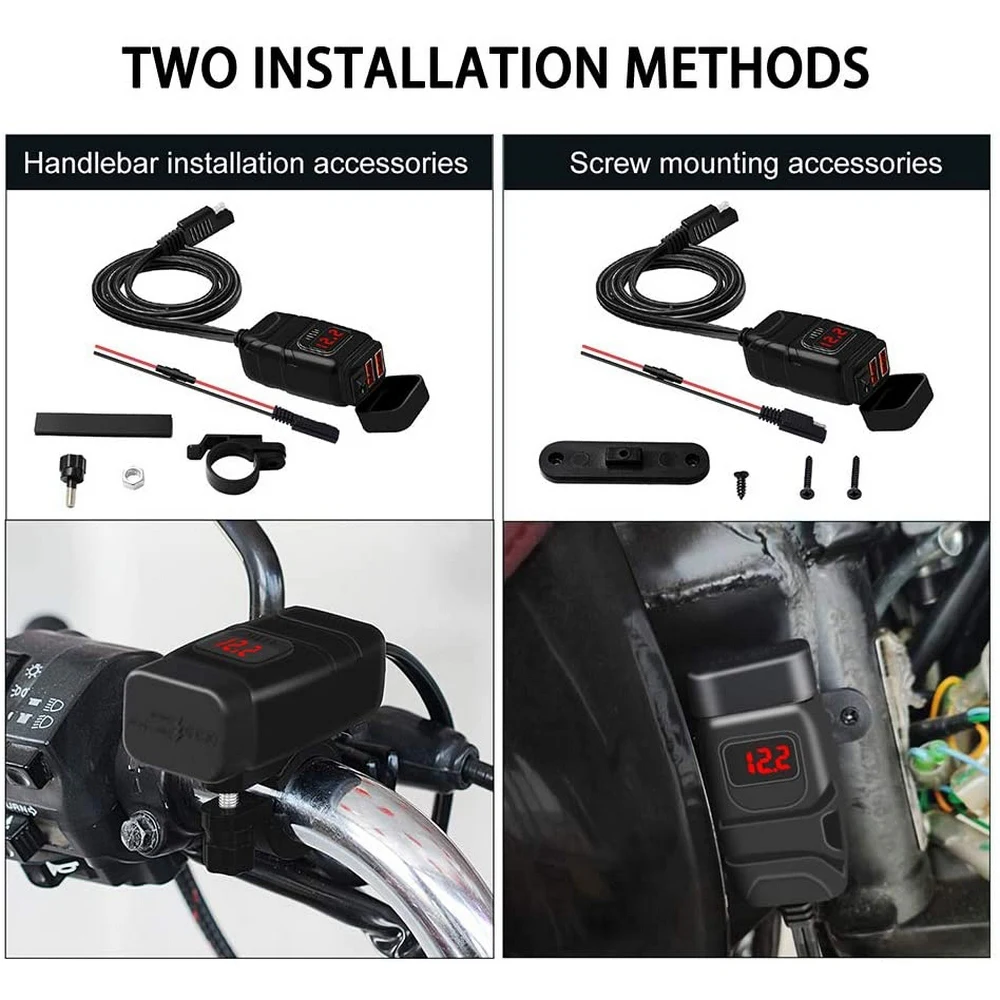 12V Motorcycle Car Charger Dual USB Quick Charging Socket Waterproof Usb Adapter with LED Display Voltmeter Accessories
12V Motorcycle Car Charger Dual USB Quick Charging Socket Waterproof Usb Adapter with LED Display Voltmeter Accessories