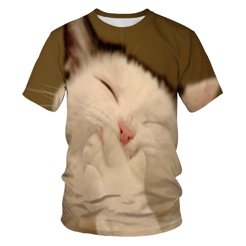 2021 animal cat T-shirt summer 3D printing cat short-sleeved boy and girl fashion casual round neck T-shirt breathable and cute 
2021 animal cat T-shirt summer 3D printing cat short-sleeved boy and girl fashion casual round neck T-shirt breathable and cute