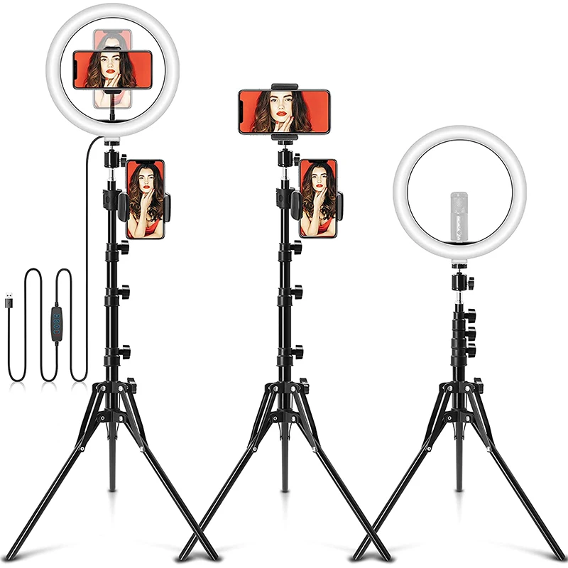 LED Selfie Ring Light with Tripod Stand and Phone Holder for YouTube Video/Makeup/TikTok/Iphone Dimmable Selfie Circle Light
LED Selfie Ring Light with Tripod Stand and Phone Holder for YouTube Video/Makeup/TikTok/Iphone Dimmable Selfie Circle Light