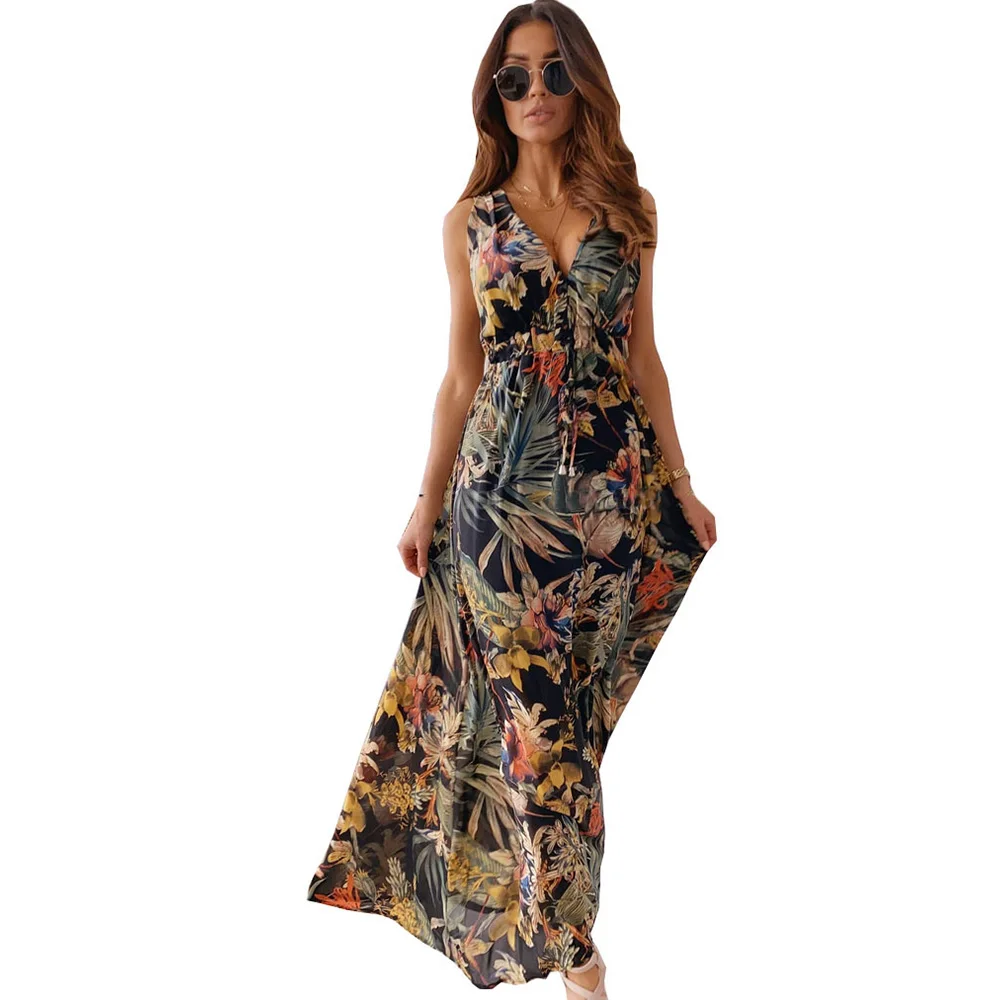 Fashion Boho Long Dress for Women Deep V Backless Floral Print Sleeveless Beach Long Dress Elegant Women's Dress Party 2021 D30
Fashion Boho Long Dress for Women Deep V Backless Floral Print Sleeveless Beach Long Dress Elegant Women's Dress Party 2021 D30