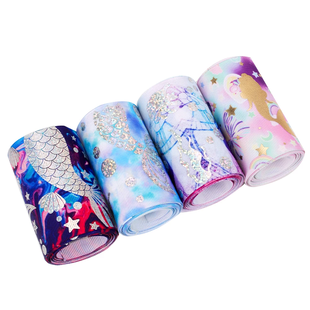Grosgrain Stain Ribbon Bronzing Silver Mermaid Printed Ribbons DIY Crafts Supplies Handmade Hair Bow Gift Wrapping 75 MM 2 Yards
Grosgrain Stain Ribbon Bronzing Silver Mermaid Printed Ribbons DIY Crafts Supplies Handmade Hair Bow Gift Wrapping 75 MM 2 Yards