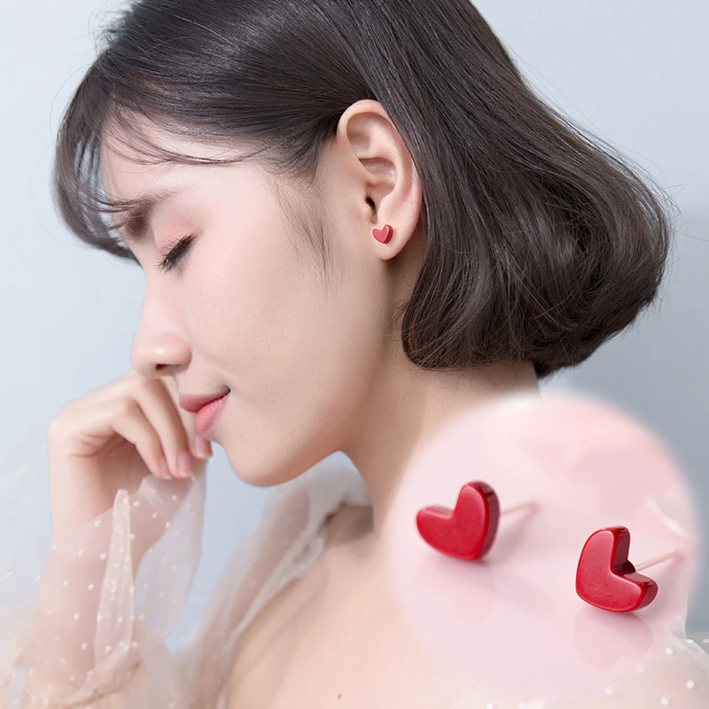Exquisite Trendy Korean Small Red Heart 925 Sterling Silver Stud Earrings for Girls Party Statement Brincos Jewelry Gift
Exquisite Trendy Korean Small Red Heart 925 Sterling Silver Stud Earrings for Girls Party Statement Brincos Jewelry Gift