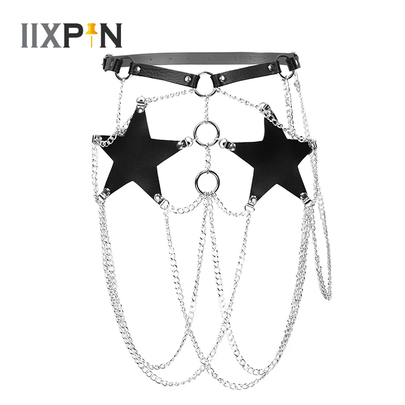Womens Punk Gothic Waist Belt Adjustable Fuax Leather Harness Cage Belt Waist With Stars Long Chain Tassel Costume Waistband
Womens Punk Gothic Waist Belt Adjustable Fuax Leather Harness Cage Belt Waist With Stars Long Chain Tassel Costume Waistband