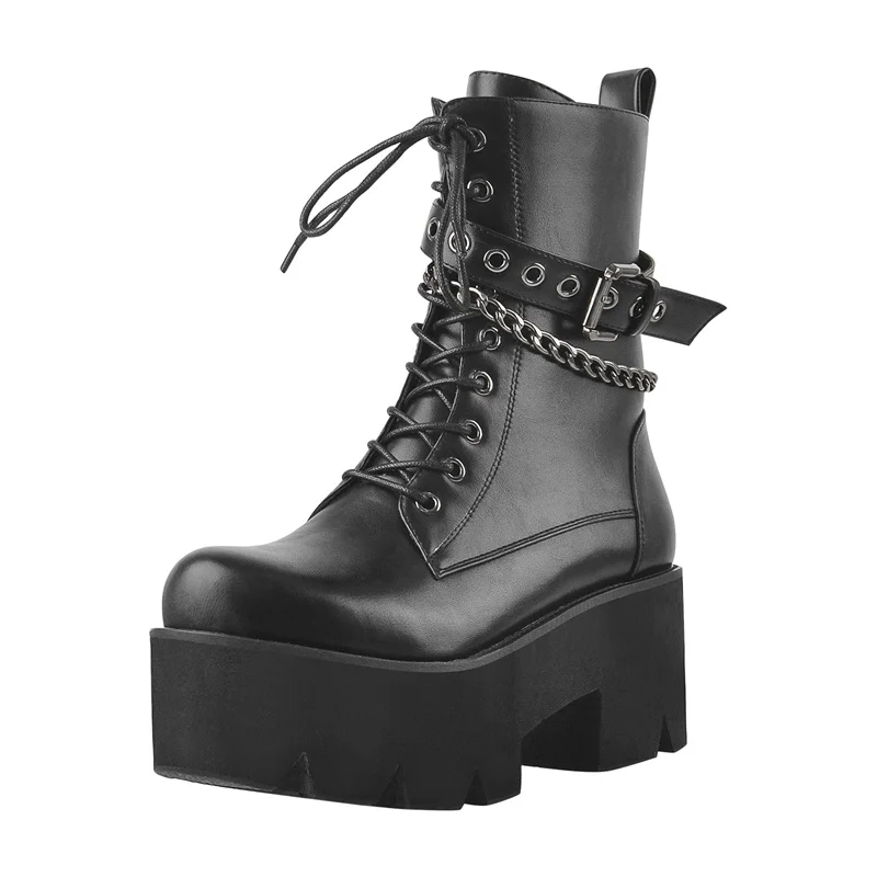 Richealnana Lace-up Round Toe Boots Metal Chain Platform Chunky Heels Matte Black Buckle Ankle Booties Zipper Big Size
Richealnana Lace-up Round Toe Boots Metal Chain Platform Chunky Heels Matte Black Buckle Ankle Booties Zipper Big Size