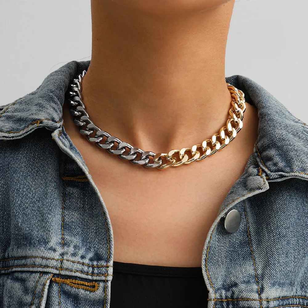 Personality Cuban Thick Chain Choker Necklace for Unisex Asymmetry Colour Chunky Link Chain Necklace Statement Jewelry Gift 2020
Personality Cuban Thick Chain Choker Necklace for Unisex Asymmetry Colour Chunky Link Chain Necklace Statement Jewelry Gift 2020