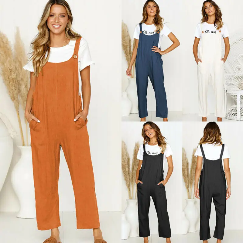 UK Women Linen Cotton Baggy Pocket Jumpsuit Dungarees Playsuit Trousers Overalls
UK Women Linen Cotton Baggy Pocket Jumpsuit Dungarees Playsuit Trousers Overalls