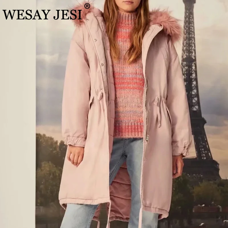 WESAY JESI ZA модная розовая Зимняя женская куртка с меховым воротником женские толстые парки с перьями пальто с капюшоном и длинным рукавом
WESAY JESI ZA модная розовая Зимняя женская куртка с меховым воротником женские толстые парки с перьями пальто с капюшоном и длинным рукавом
