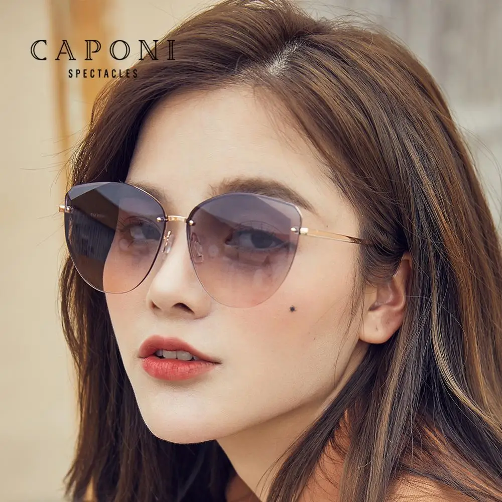 Фото Женские солнцезащитные очки CAPONI с бабочками алмазными линзами - купить