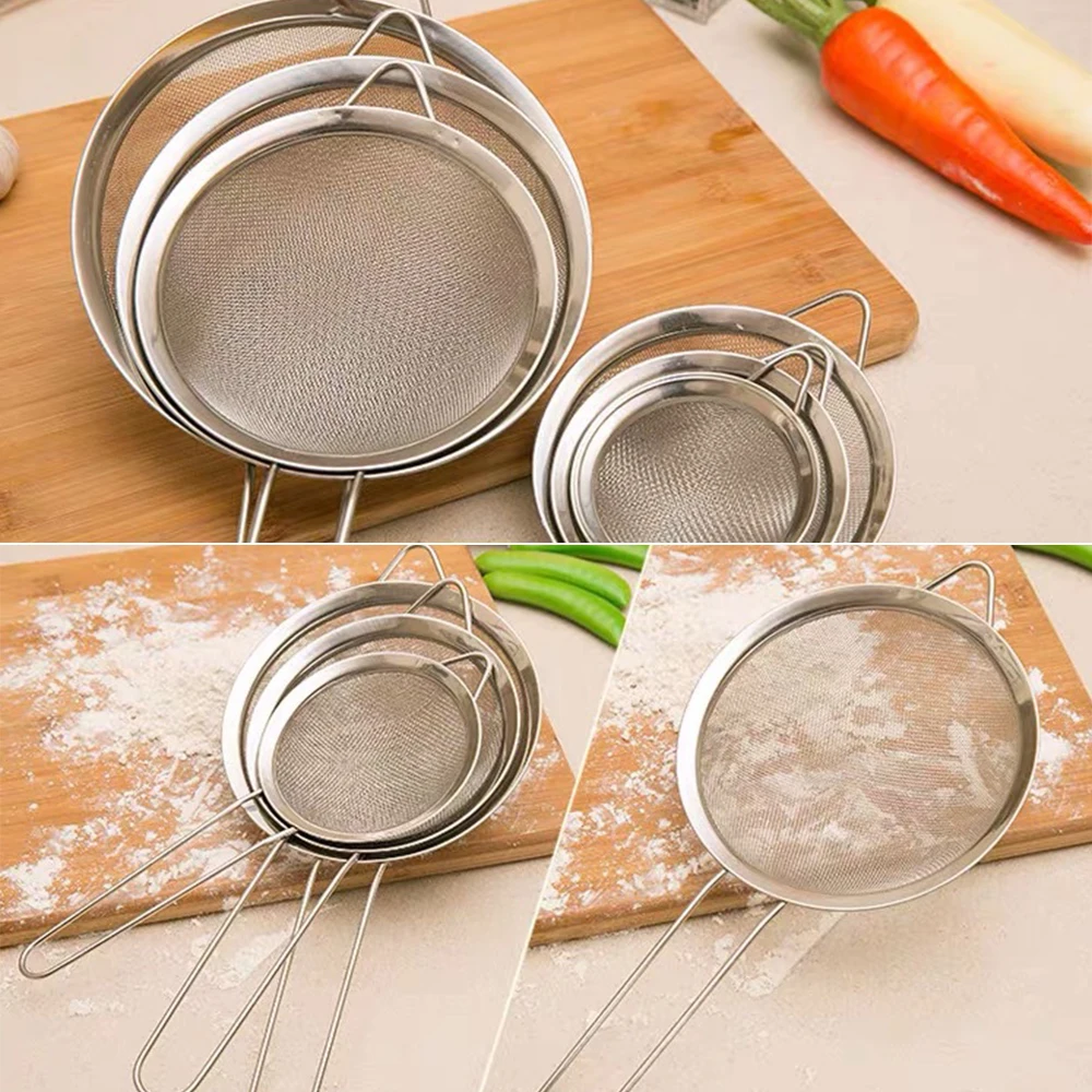 Flour Sieve Colander Screen Mesh Handheld Tea Strainer Mesh Flour Oil Strainer Stainless Steel Kitchen Sieves
Flour Sieve Colander Screen Mesh Handheld Tea Strainer Mesh Flour Oil Strainer Stainless Steel Kitchen Sieves