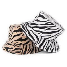 New Winter 2020 Warm Women Bucket Hat Reversible Zebra Stripe Print Faux Fur Fishing Hat Bob Chapeau Femme Seau Chapeaux Hip Hop