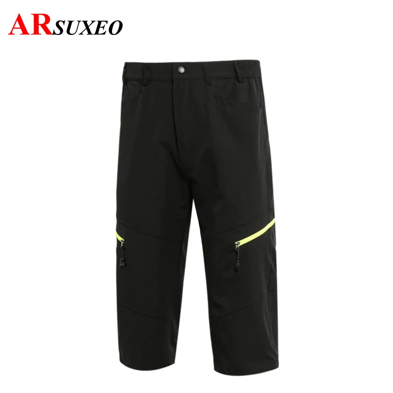 

ARSUXEO Men's Summer Bicycle Outdoor 3/4 Cycling Pants Downhill MTB Mountain Bike Road Riding Trousers Breathable Sportwear