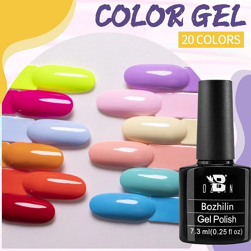 

Цветной Гель-лак BOZLIN 7,3 мл, размачиваемый цвет, полуперманентные лаки для дизайна ногтей, маникюр, долговечный