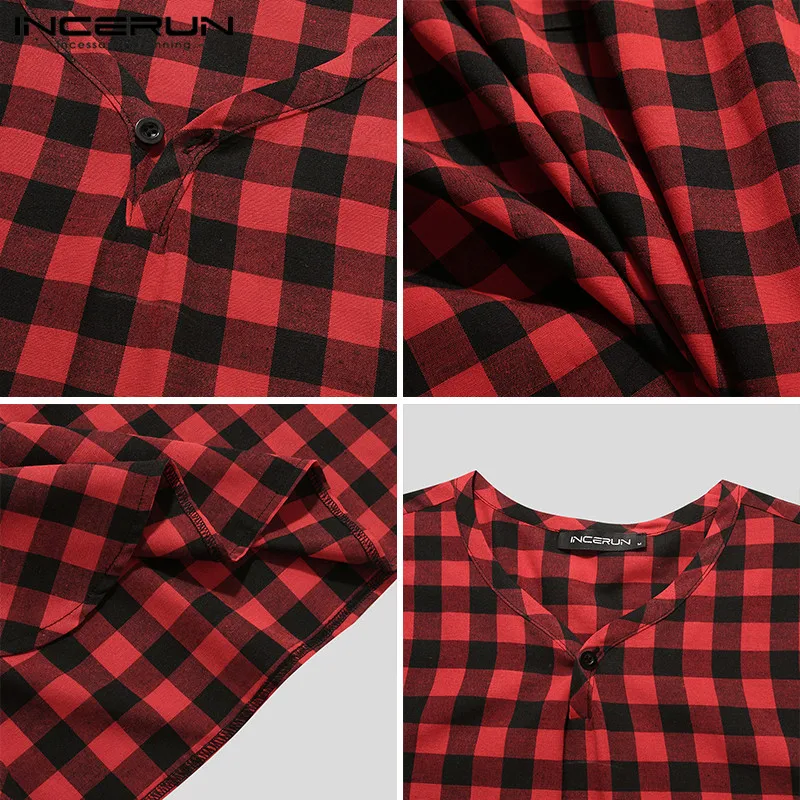 Men Plaid Robes V Neck Short Sleeve Comfortable Breathable Nightgown 2021 Leisure Sleepwear Men Bathrobes Homewear S-5XL INCERUN
Men Plaid Robes V Neck Short Sleeve Comfortable Breathable Nightgown 2021 Leisure Sleepwear Men Bathrobes Homewear S-5XL INCERUN