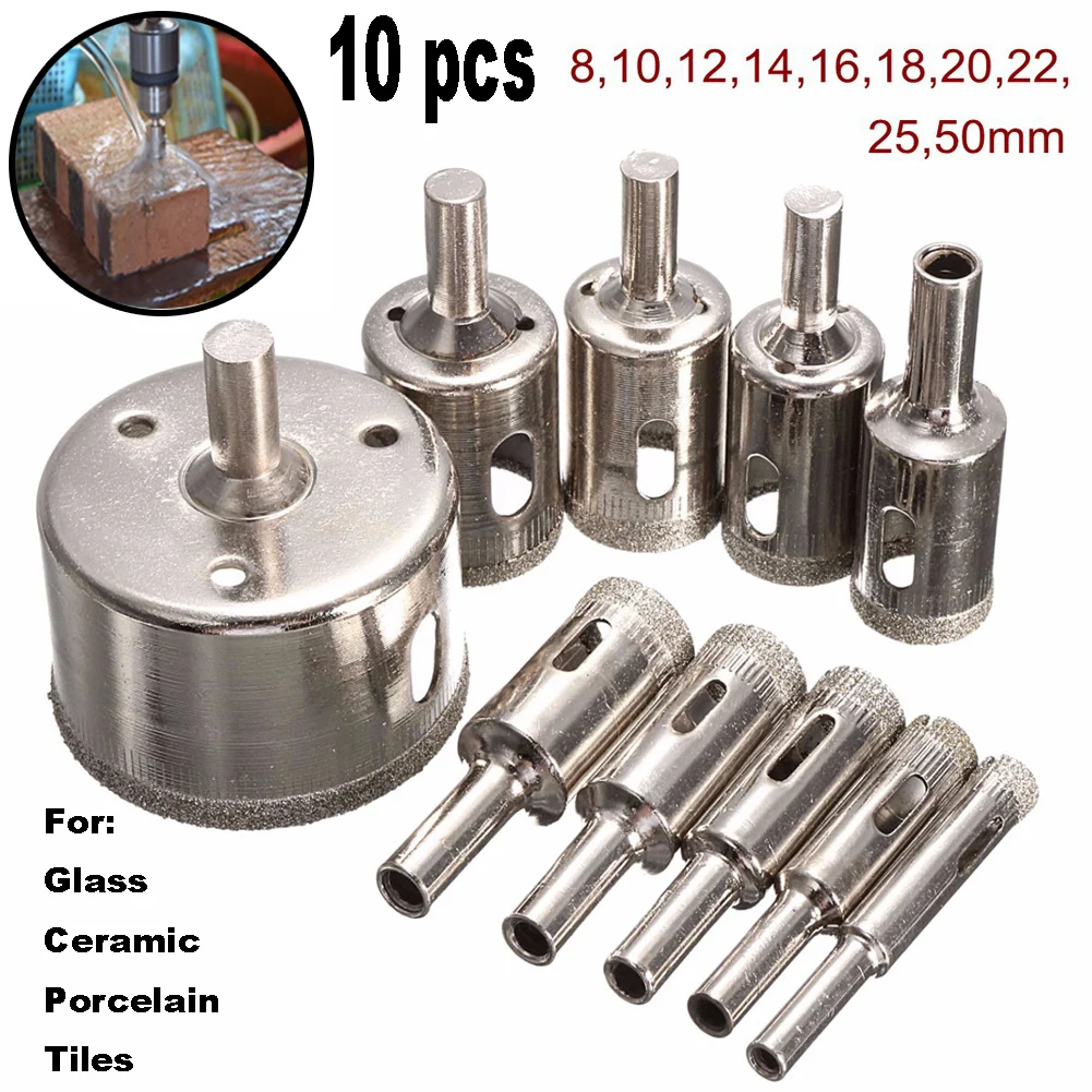 10PCS Hole Saw 8mm - 50mm Diamond Coated Core Hole Saw Drill Bit Set Tools For Tiles Marble Glass Porcelain Drilling Power Tools
10PCS Hole Saw 8mm - 50mm Diamond Coated Core Hole Saw Drill Bit Set Tools For Tiles Marble Glass Porcelain Drilling Power Tools