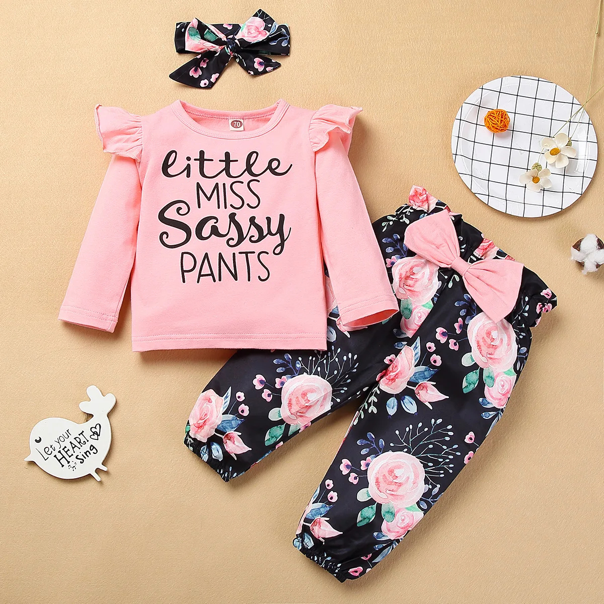3Pcs Baby Girl Outfits Toddler Girls Letter Print Ruffle Long Sleeve Pink Top+Flower Print Bow Pants Cute Kids Clothes Set
3Pcs Baby Girl Outfits Toddler Girls Letter Print Ruffle Long Sleeve Pink Top+Flower Print Bow Pants Cute Kids Clothes Set