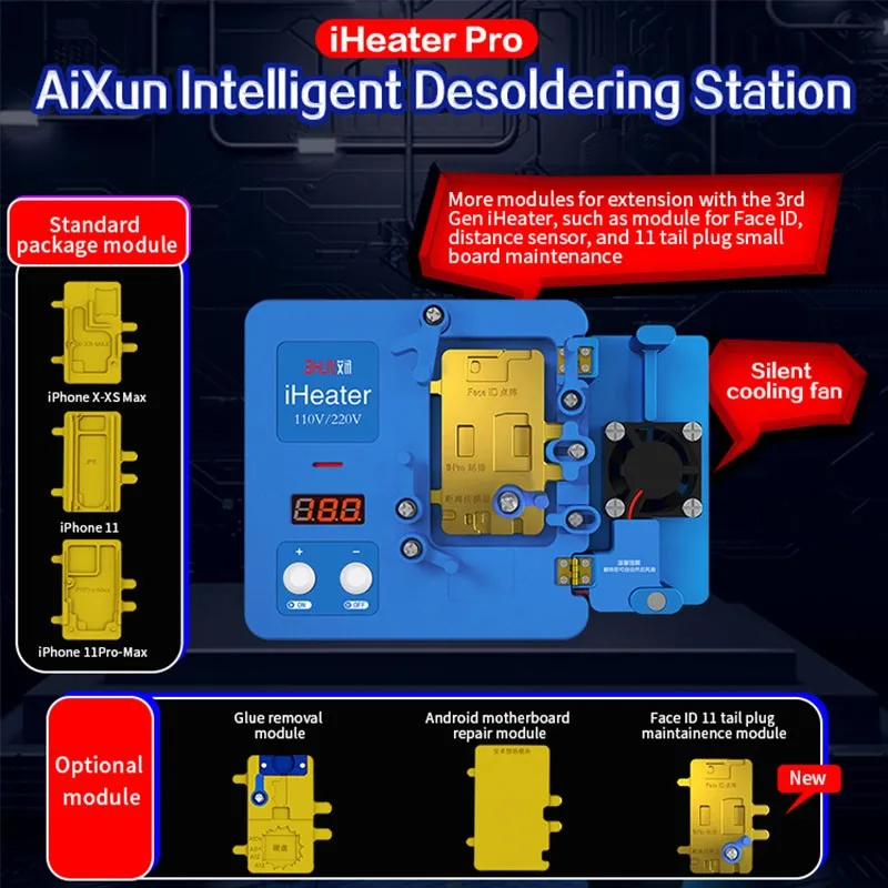 JC iHeater Desoldering Station Multi-Functional Thermostat Heating Plate for iPhone X-11 max Motherboard Face ID Android Fixing
JC iHeater Desoldering Station Multi-Functional Thermostat Heating Plate for iPhone X-11 max Motherboard Face ID Android Fixing