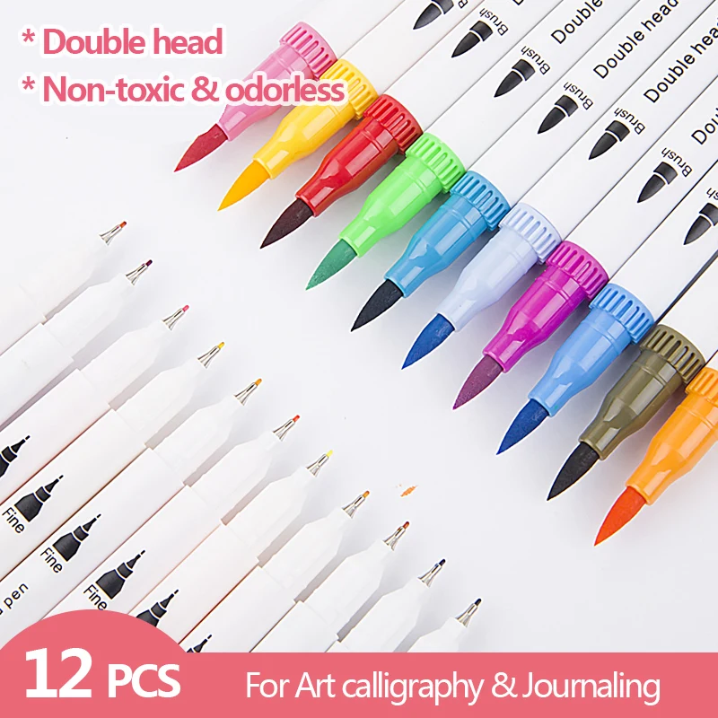 12 PCS Colored Art Sketching Markers Drawing Set Double-head Watercolor Paint Brush Pen Scrapbooking Diary supplies Stationery
12 PCS Colored Art Sketching Markers Drawing Set Double-head Watercolor Paint Brush Pen Scrapbooking Diary supplies Stationery