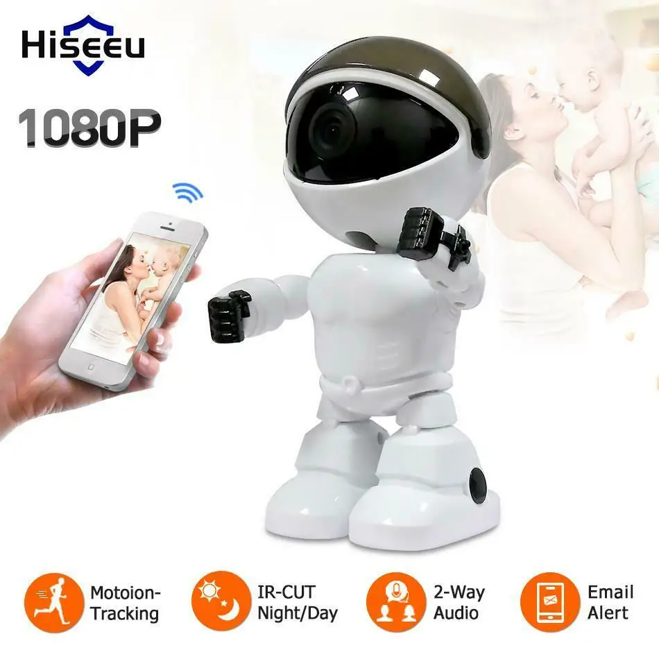 Hiseeu 2Mp/1.3Mp HD 1080P Беспроводная ip камера умная Wi Fi робота 355 градусов инфракрасное