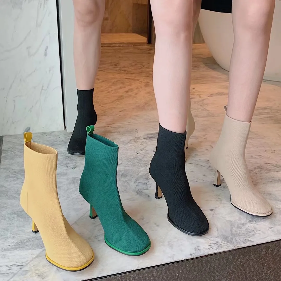 Women Sock Booties Knitting Boots Round Toe Thin High Heels Yellow/Green/Black/Beige Stretch Boots Autumn Winter Boots Shoes 39
Women Sock Booties Knitting Boots Round Toe Thin High Heels Yellow/Green/Black/Beige Stretch Boots Autumn Winter Boots Shoes 39