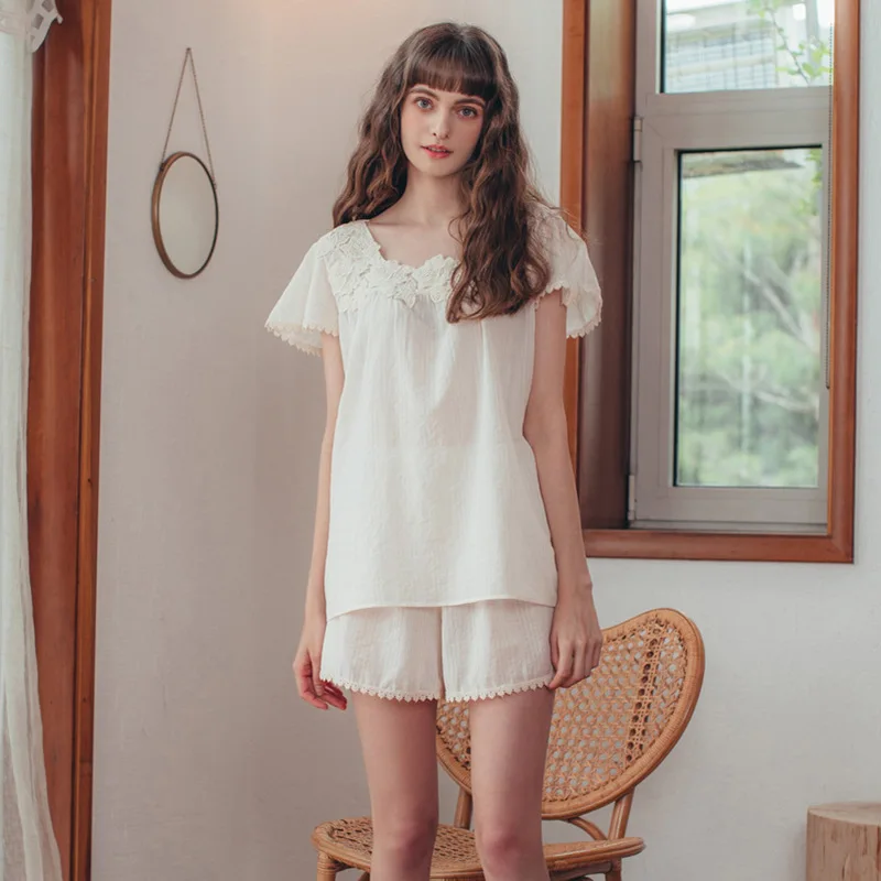 Pajama Woman Summer New Comfortable Natural Cotton Pajama Thin Women'S Korean Version Palace Suit Casual Sleepwear 2PCS пижам
Pajama Woman Summer New Comfortable Natural Cotton Pajama Thin Women'S Korean Version Palace Suit Casual Sleepwear 2PCS пижам